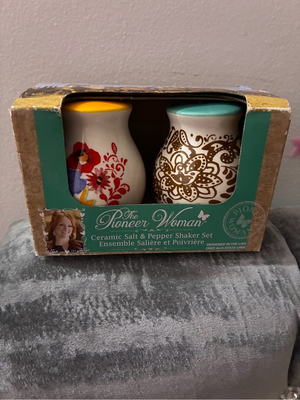 The Pioneer Woman Floral Ceramic Salt & Pepper Shakers - Yellow & Teal